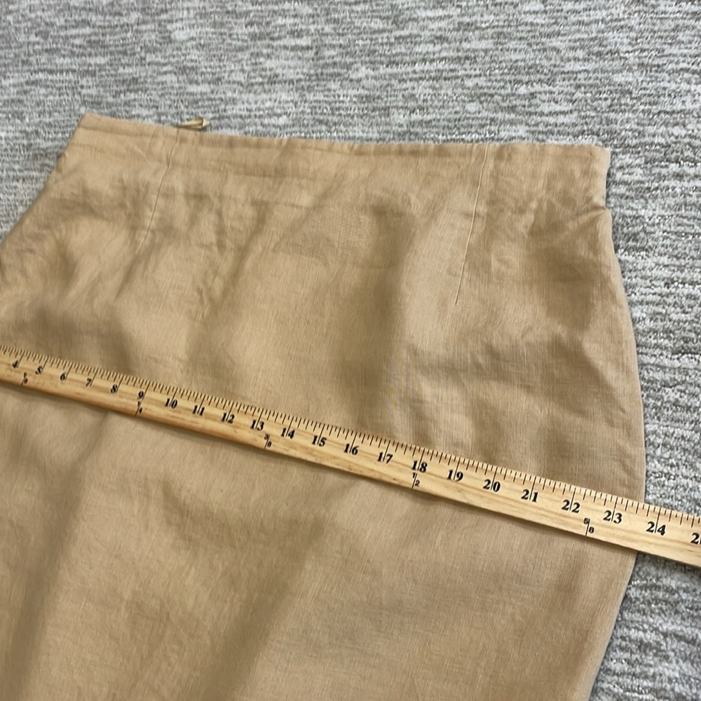 Cavita 100% Linen Beaded Seashell Maxi Skirt Size 18 Khaki Tan A-Line Side Slit - Picture 10 of 14